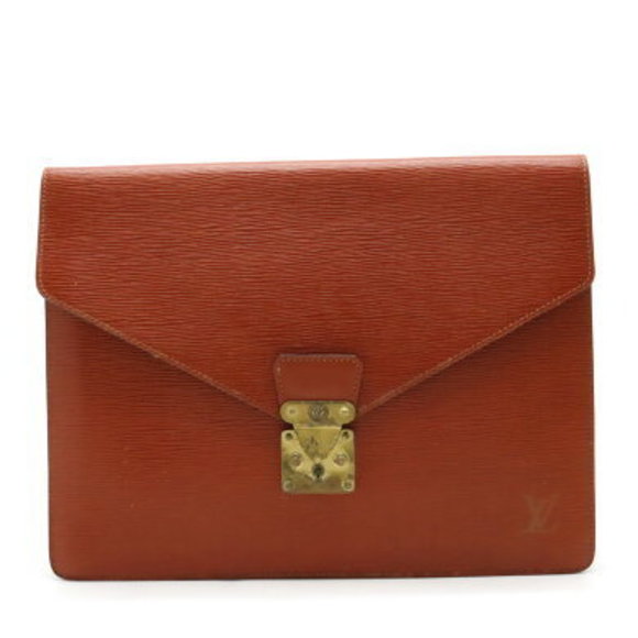 Louis Vuitton Epi Leather Porte Document Senator Clutch Bag Brown - Picture 1 of 7